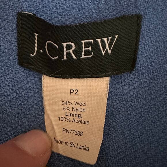 J. Crew Blue Day Lady Collared Wool Blend Tie Front Trench Coat Size Petite 2 - Picture 4 of 10